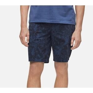 Calvin Klein Twill Chino Shorts | Mens 34, Blue Black Camo Print NWT